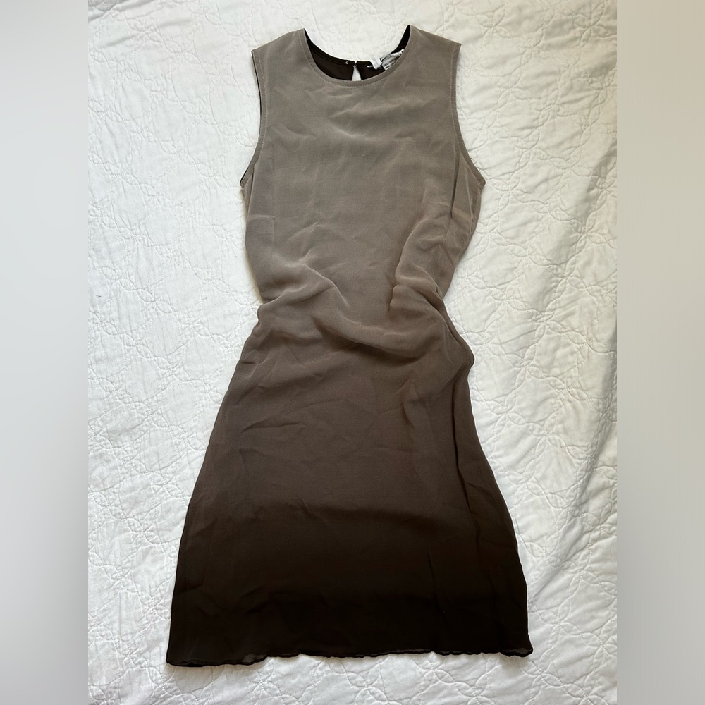 Brown-dark brown Ombré vintage polyester dress